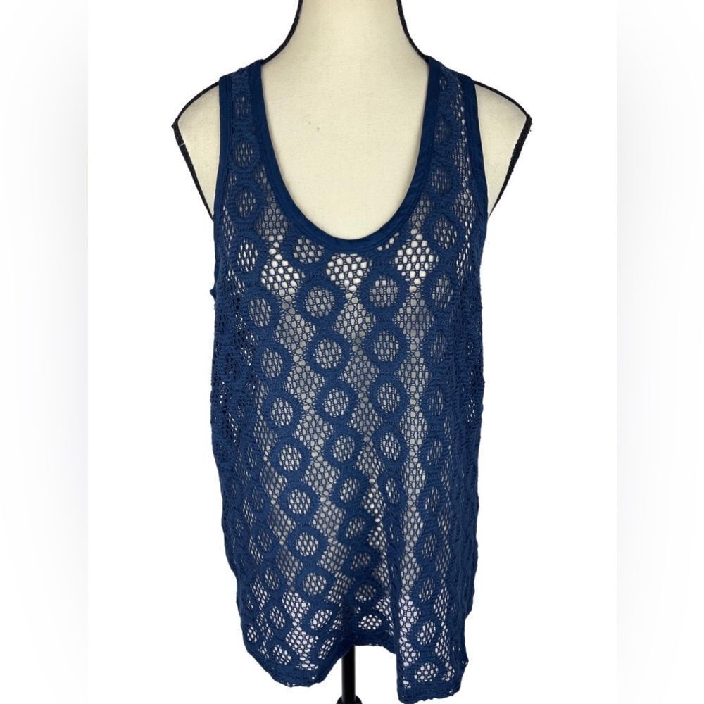Banana Republic Women’s Petite Crotchet Blue Sleeveless Lace Top‎ Size : P M